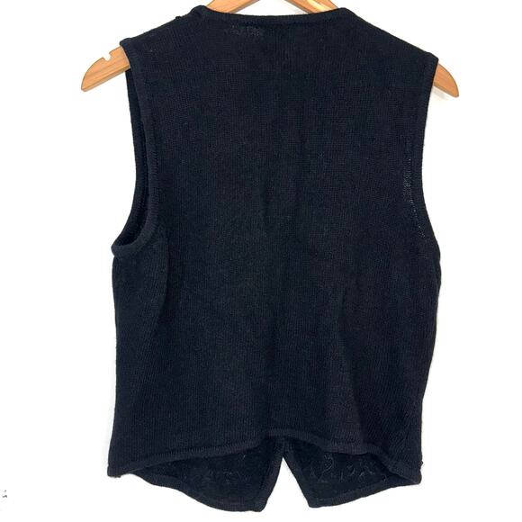 Vintage Ivy Collectibles Lambswool Angora Beaded Black Sweater Vest Size M - Picture 7 of 9